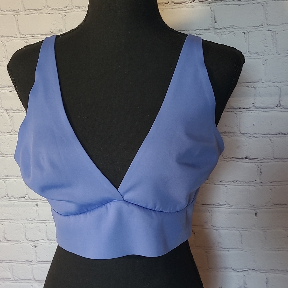 Auden Periwinkle Blue Size Large Bralette  Long Line V Neck Plunging